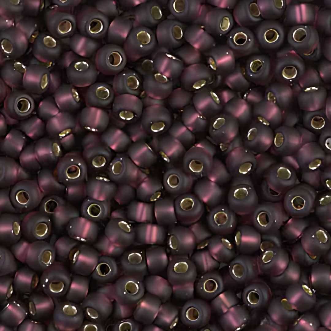 #8 Miyuki Seed Beads - Matte Silver Lined Dark Smoky Amethyst, 8-913F-TB, Approx 858 Beads/22 Grams, 1 five inch tube