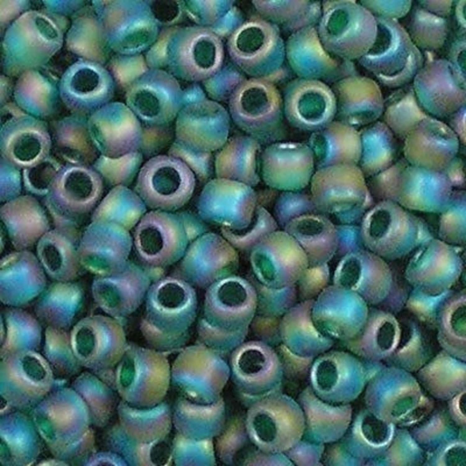#8 Miyuki Seed Beads - Matte Teal Green Rainbow/AB, 8-92405FR-TB, Approx 858 Beads/22 Grams, 1 five inch tube