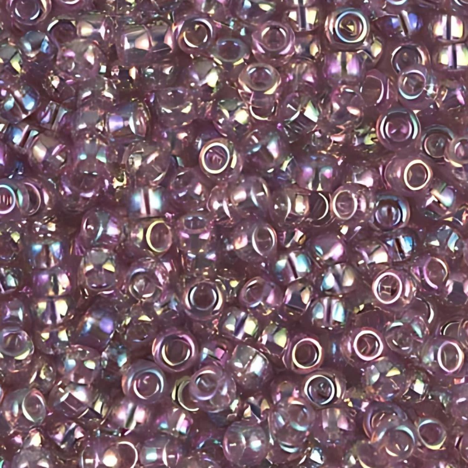 #8 Miyuki Seed Beads - Transparent Dark Smoky Amethyst Rainbow/AB, 8-9256D-TB, Approx 858 Beads/22 Grams, 1 five inch tube