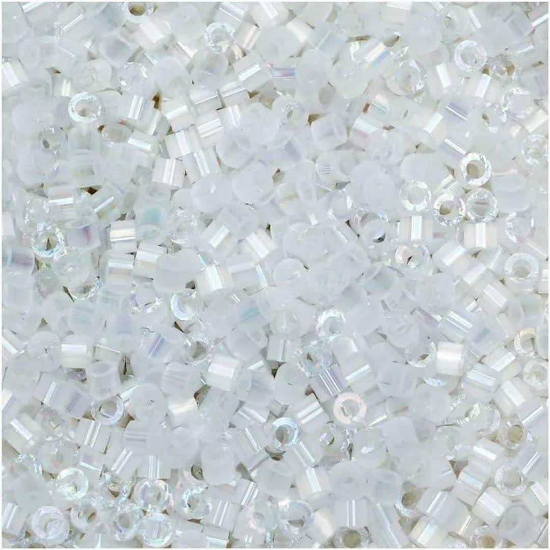 #11 Delica Seed Beads, Satin Ab Crystal Silk White, DB670-TB, Approx 1440 Beads, 1 two inch tube, 7.2 grams