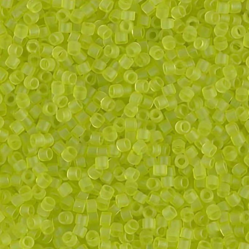 #11 Delica Seed Beads, Matte Transparent Chartreuse Green, DB766-TB, Approx 1440 Beads, 1 two inch tube, 7.2 grams