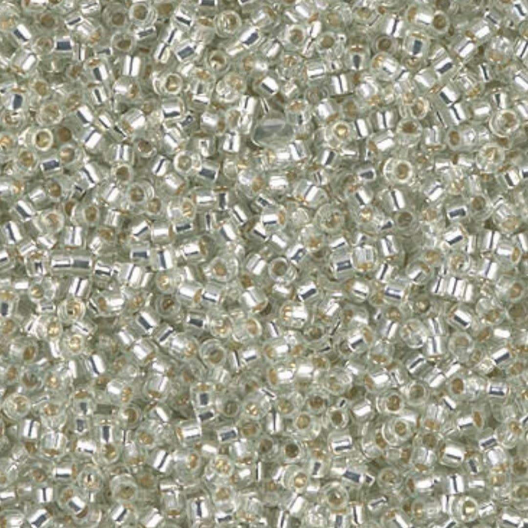 #11 Delica Seed Beads, Silver Lined Pale Moss Green, DB1431-TB, Approx 1440 Beads, 1 two inch tube, 7.2 grams