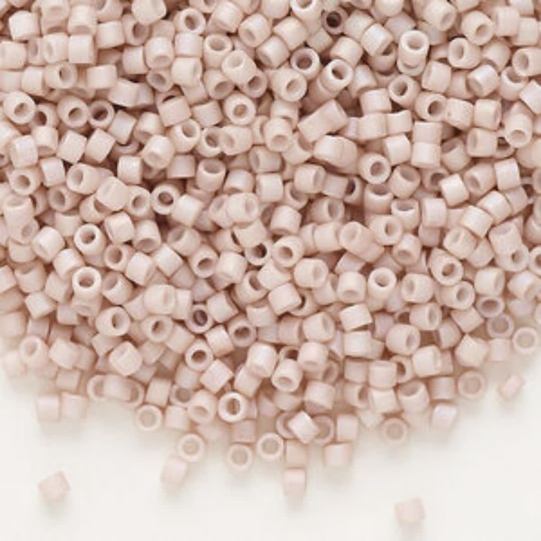 #11 Delica Seed Beads, Matte Opaque Pink Champagne Ab/Rainbow, DB1525-TB, Approx 1440 Beads, 1 two inch tube, 7.2 grams