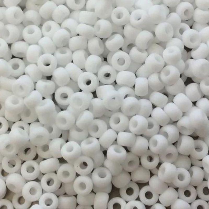 #8 Miyuki Rocailles Seed Beads - Matte Opaque White, Approx 440 Beads, 10 Grams/0.35oz