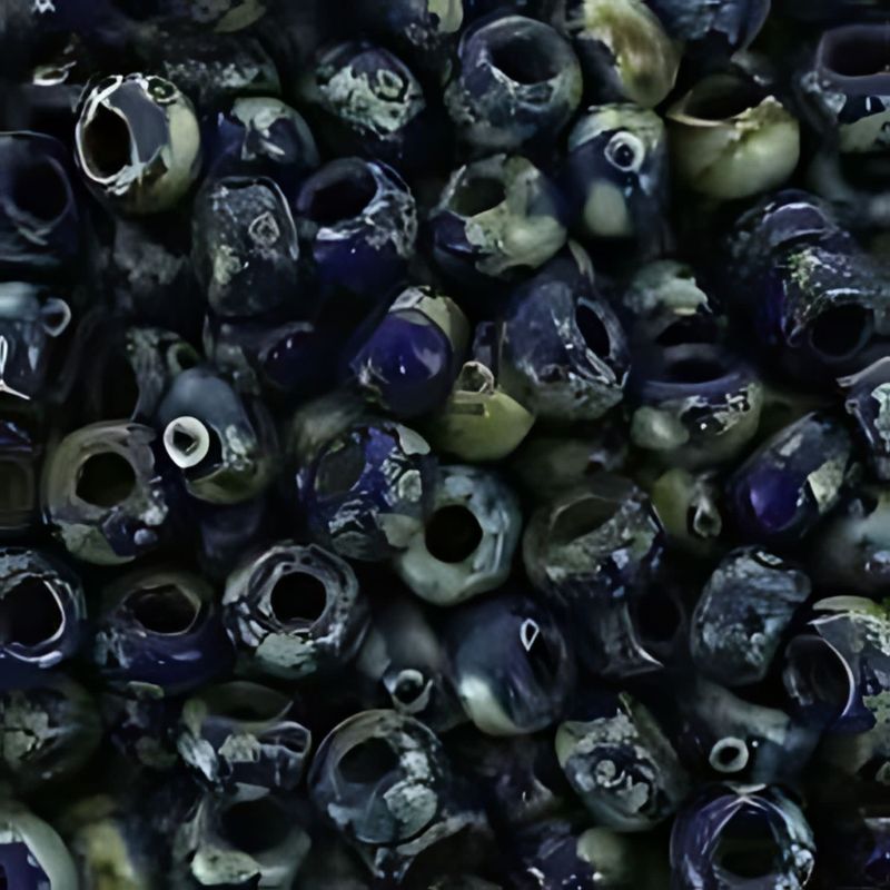 #8 Miyuki Rocailles Seed Beads - Picasso Opaque Cobalt Blue, Approx 440 Beads, 10 Grams/0.35oz