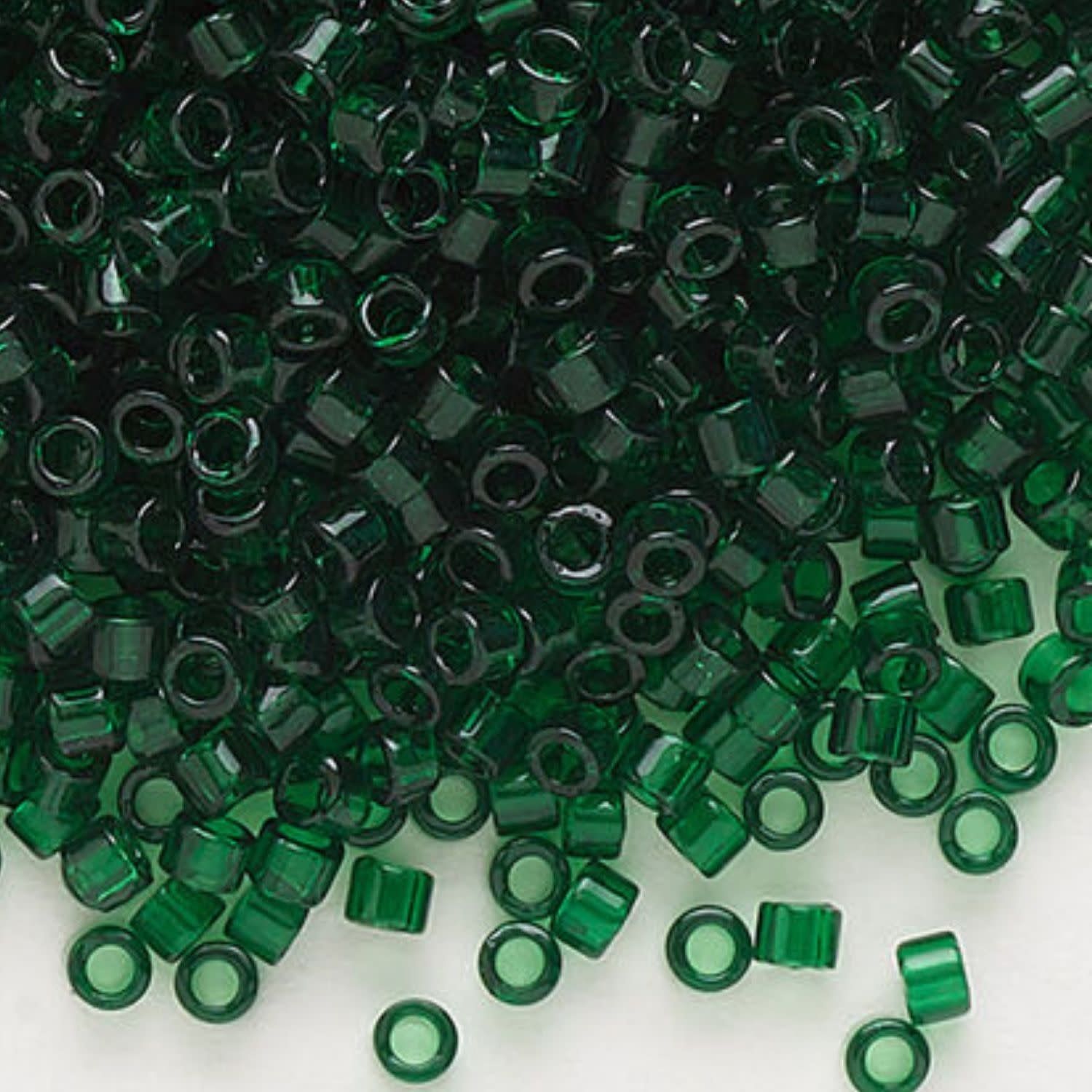 #11 Delica Seed Beads, Transparent Emerald Green, DB713-TB, Approx 1440 Beads, 1 two inch tube, 7.2 grams