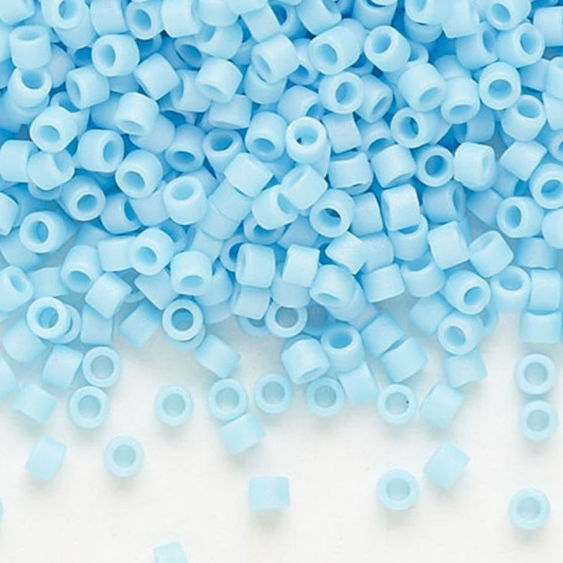 #11 Delica Seed Beads, Matte Opaque Sky Blue Ab/Rainbow, DB879-TB, Approx 1440 Beads, 1 two inch tube, 7.2 grams