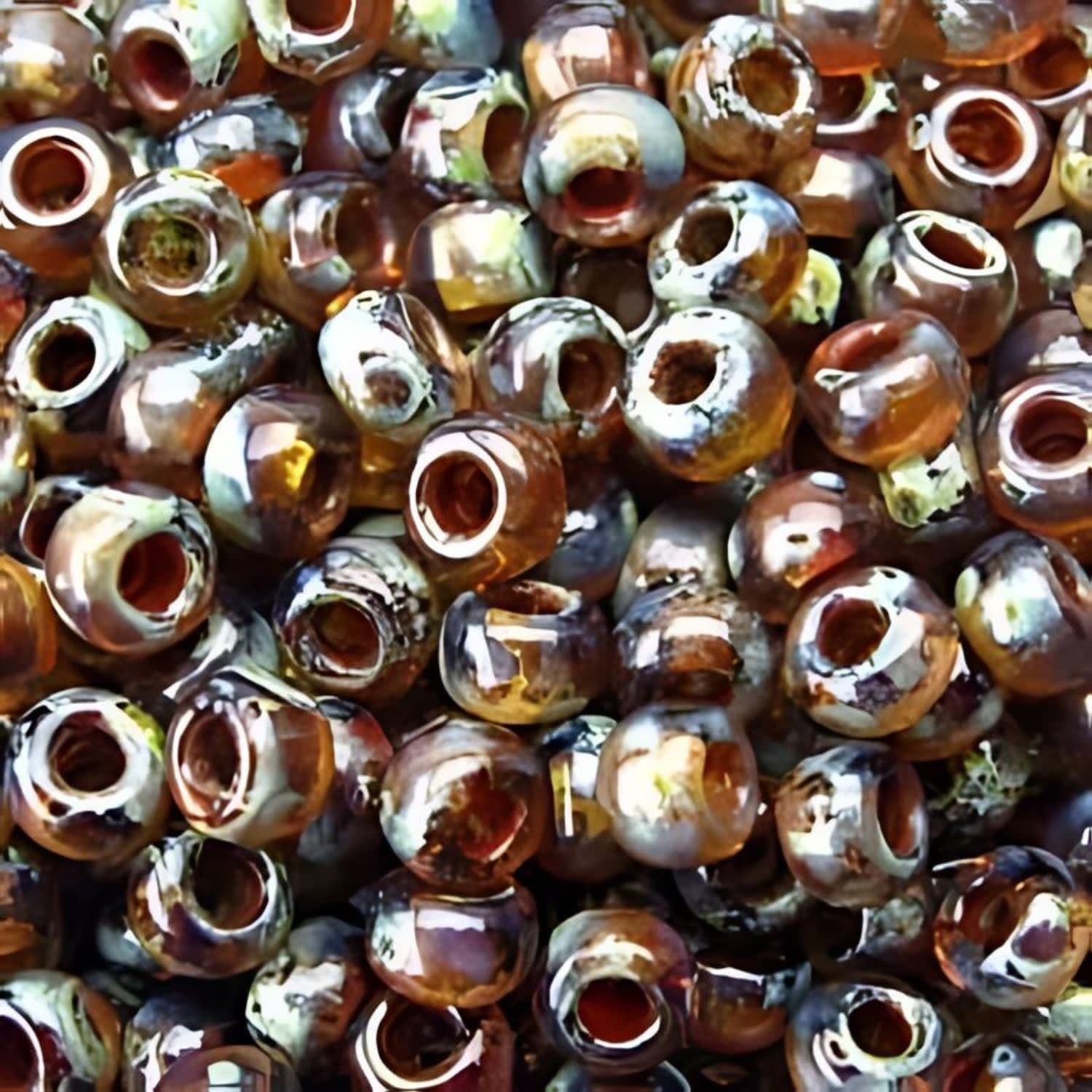 #8 Miyuki Seed Beads - Picasso Light Smoky Topaz Transparent, 8-94505-TB, Approx 858 Beads/22 Grams, 1 five inch tube