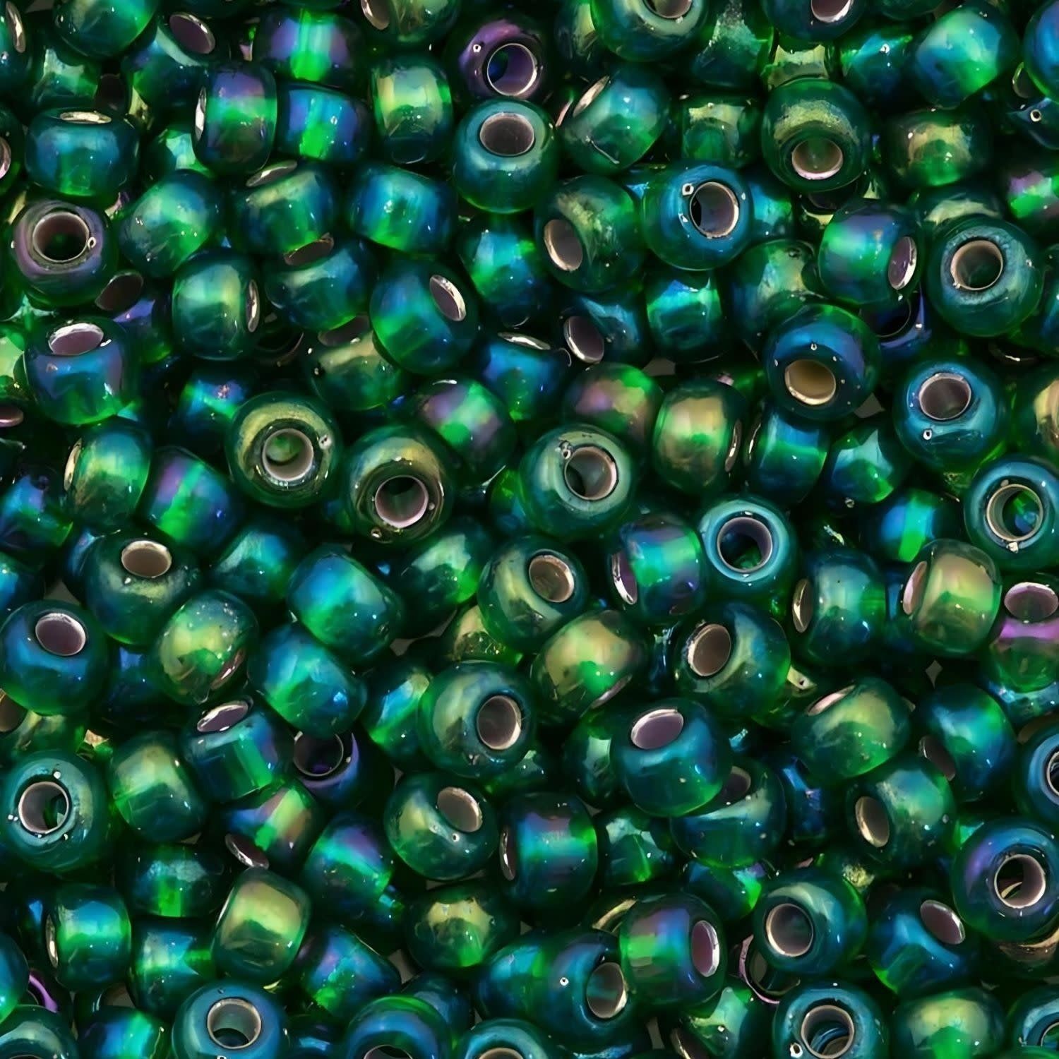 #6 Miyuki Seed Beads - Silver Lined Green Rainbow/AB, 6-91016-TB, Approx 240 Beads, 1 five inch tube, 20 grams