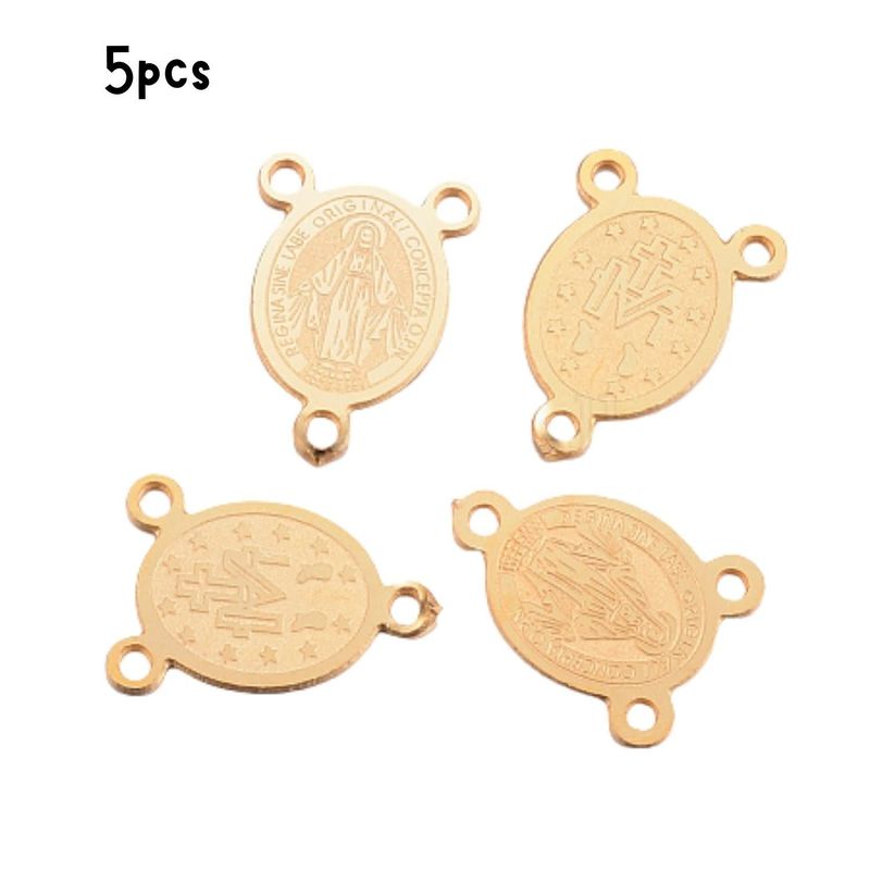 GP Stainless Steel Rosery Links, 5pcs, 14.5x10x0.8mm, Hole 1.5mm, Connectors, 4gms/0.14oz