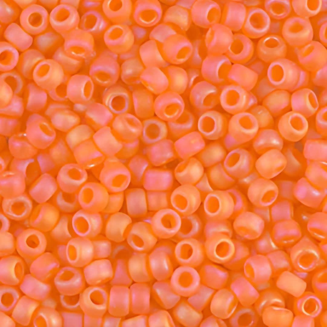 #8 Miyuki Seed Beads - Matte Transparent Orange Rainbow/AB, 8-9138FR-TB, Approx 858 Beads/22 Grams, 1 five inch tube