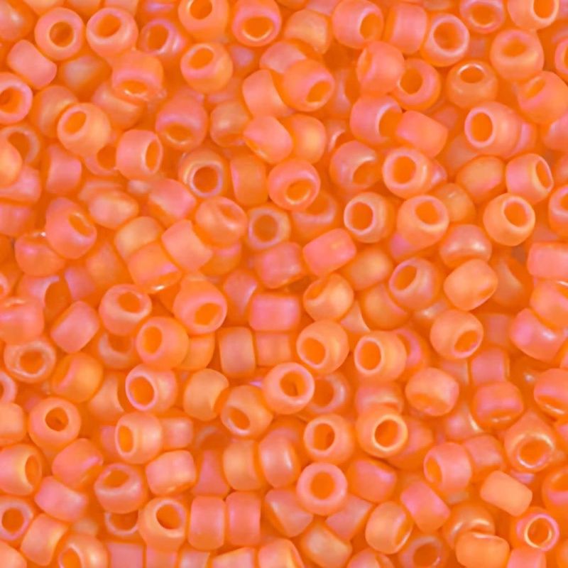 #8 Miyuki Seed Beads - Matte Transparent Orange Rainbow/AB, 8-9138FR-TB, Approx 858 Beads/22 Grams, 1 five inch tube