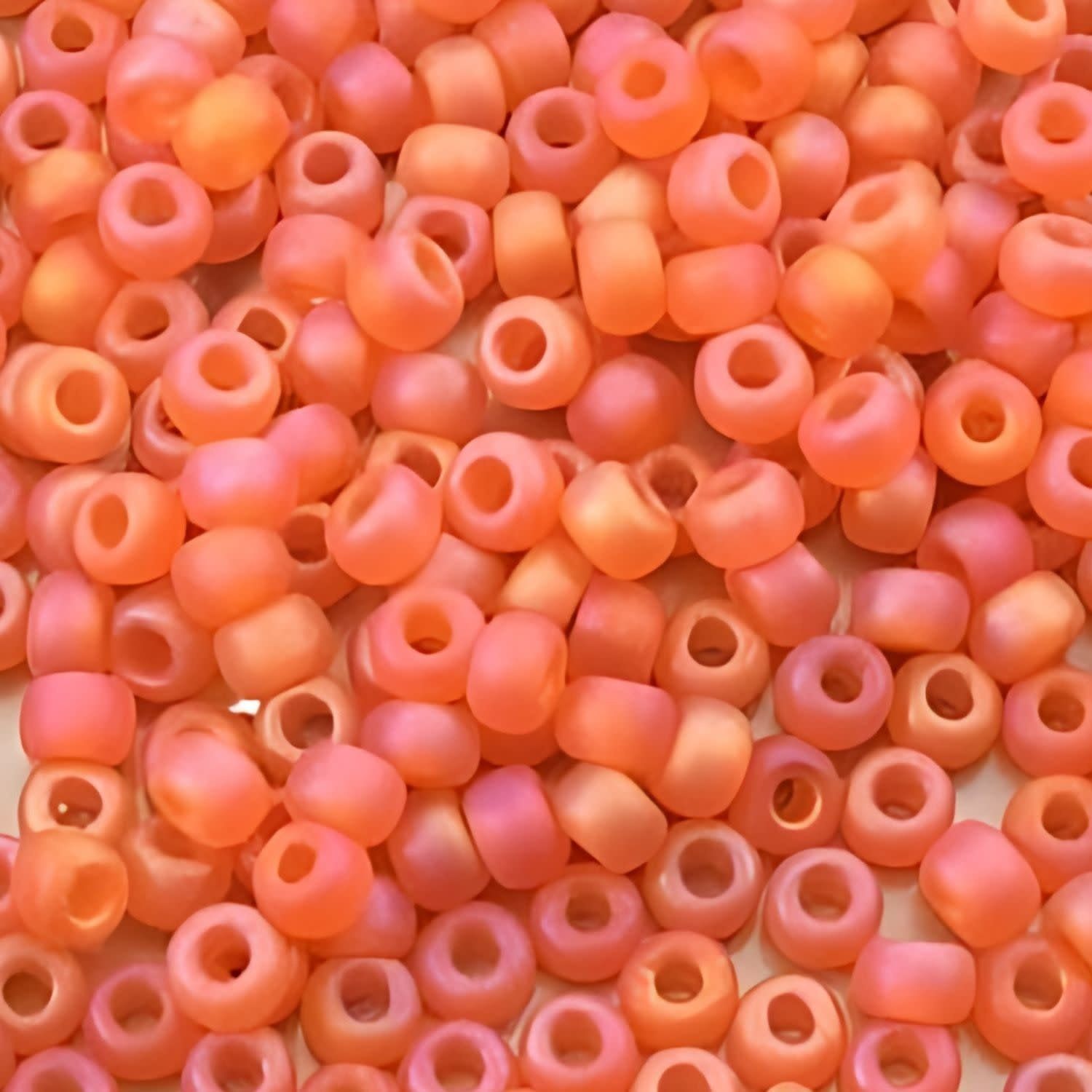 #6 Miyuki Seed Beads - Matte Transparent Orange Rainbow/AB, 6-9138FR-TB, Approx 240 Beads, 1 five inch tube, 20 grams