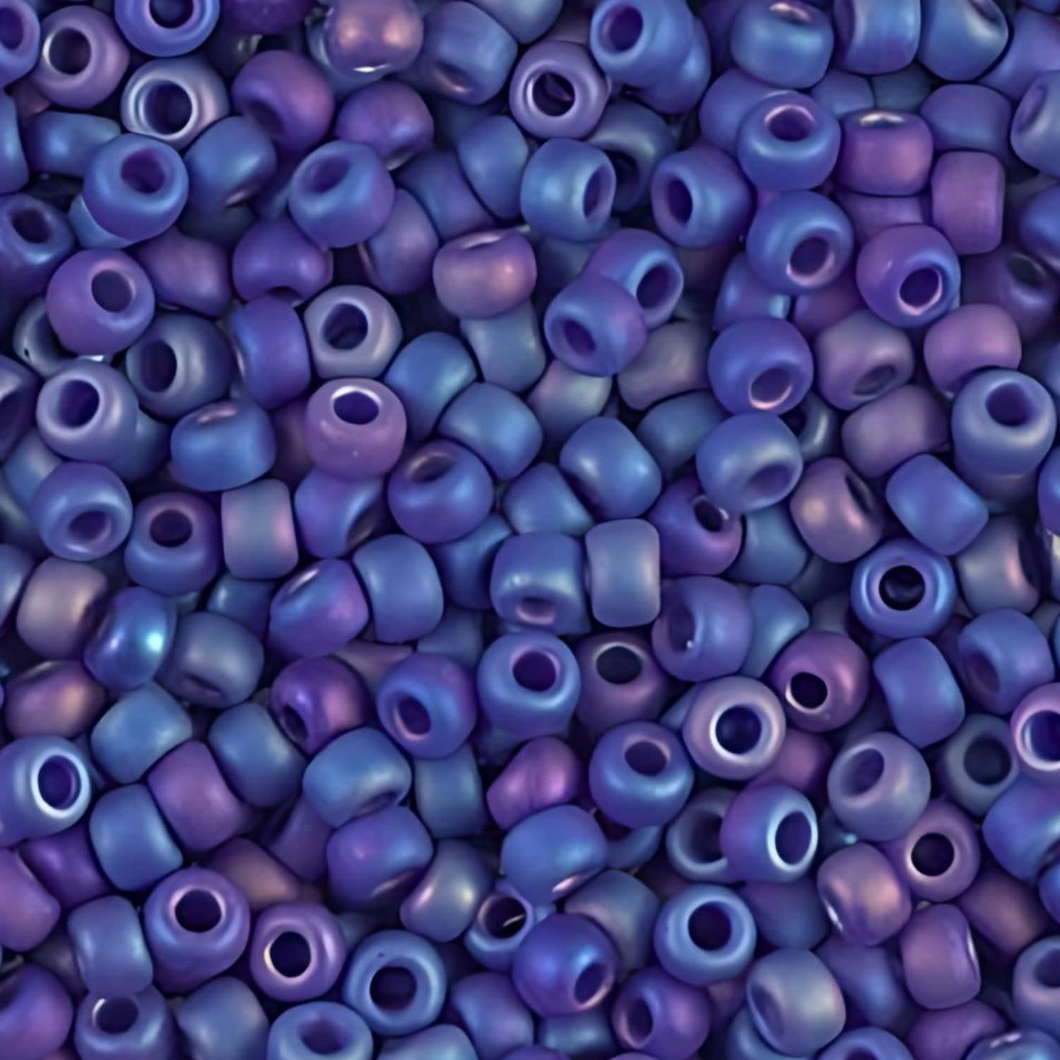 #8 Miyuki Seed Beads - Matte Opaque Cobalt Blue Rainbow/AB, 8-9414FR-TB, Approx 858 Beads/22 Grams, 1 five inch tube