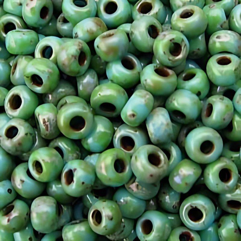 #8 Miyuki Rocailles Seed Beads - Picasso Matte Seafoam Green, Approx 440 Beads, 10 Grams/0.35oz
