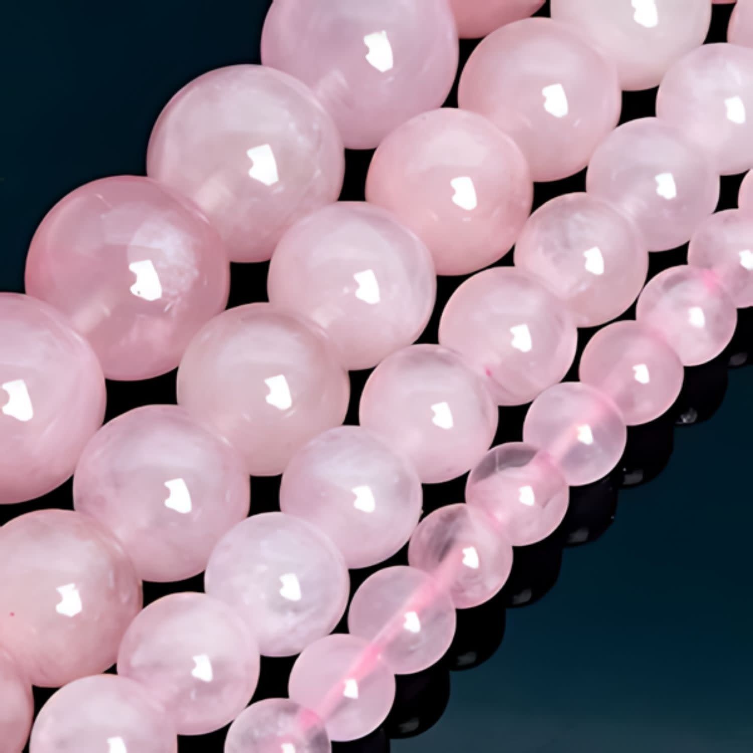 10mm Rose Quartz, 7.5&quot; Strand, 18 Beads, Round, Natural, 1mm Hole, Gemstones, 0.98oz