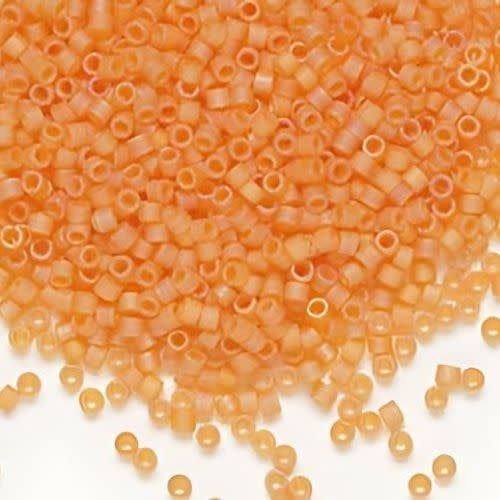 #11 Delica Seed Beads, Matte Transparent Orange Ab/Rainbow, DB855-TB, Approx 1440 Beads, 1 two inch tube, 7.2 grams