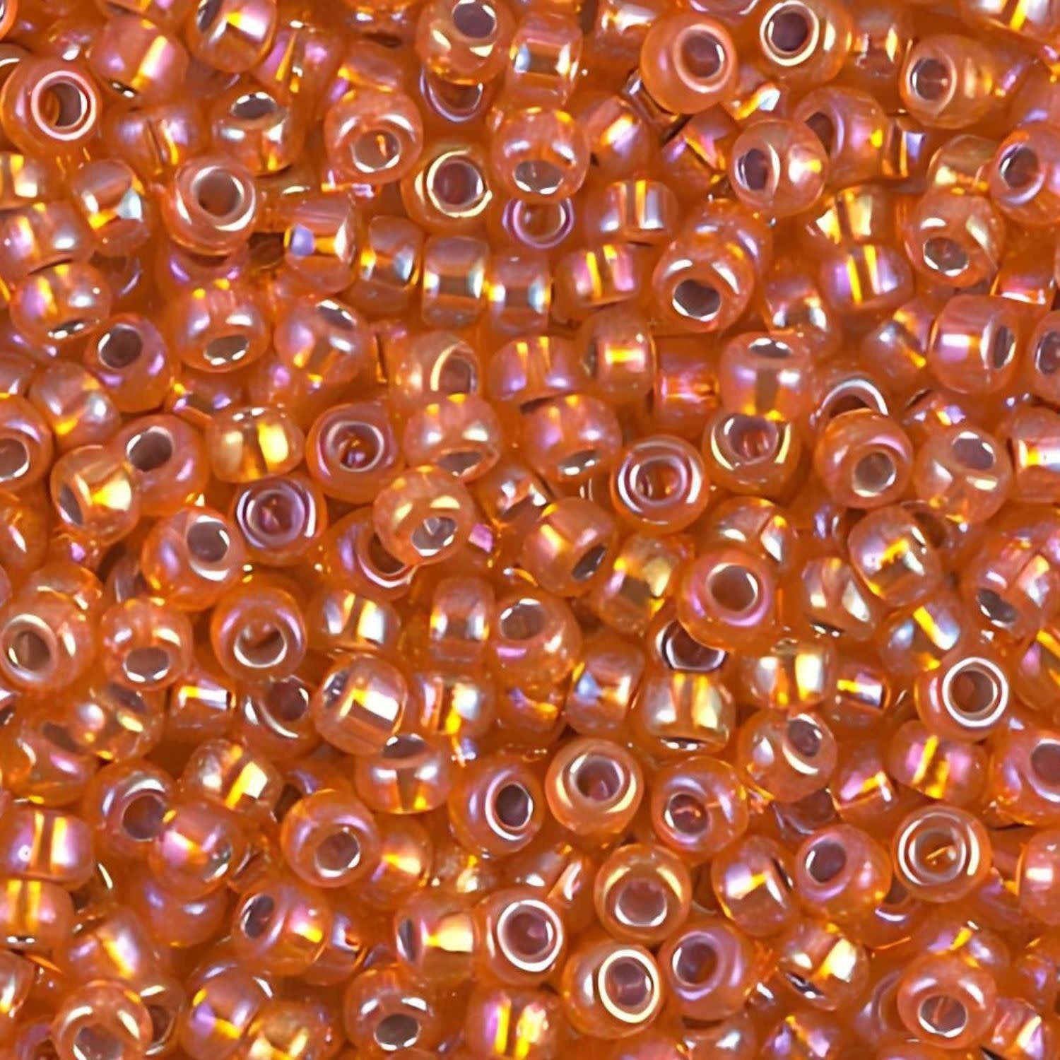 #8 Miyuki Seed Beads - Silver Lined Orange Rainbow/AB, 8-91008-TB, Approx 858 Beads/22 Grams, 1 five inch tube