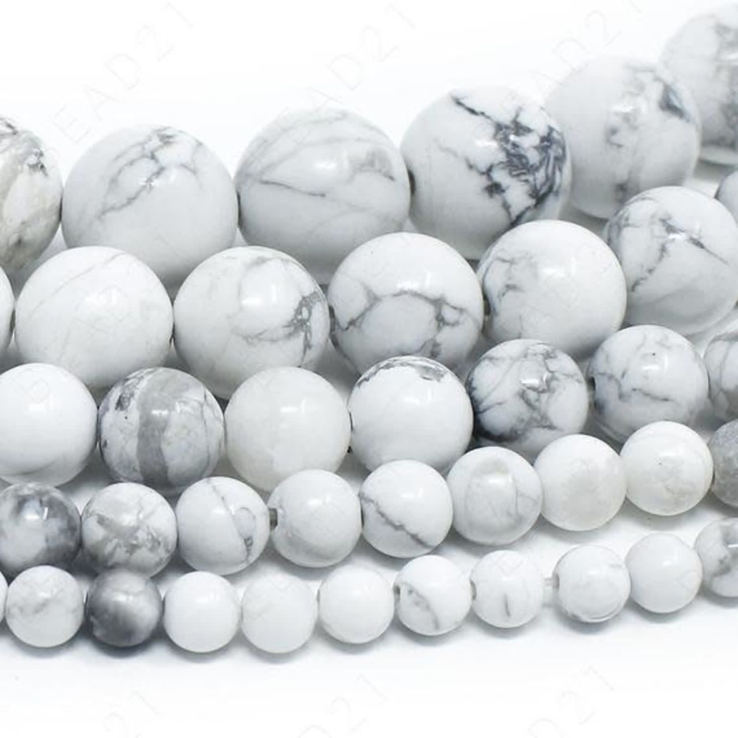 6mm Howlite, 15&#39;&#39; Strand, 64 Beads, Round, Natural, 1mm Hole, Gemstones, 0.88oz