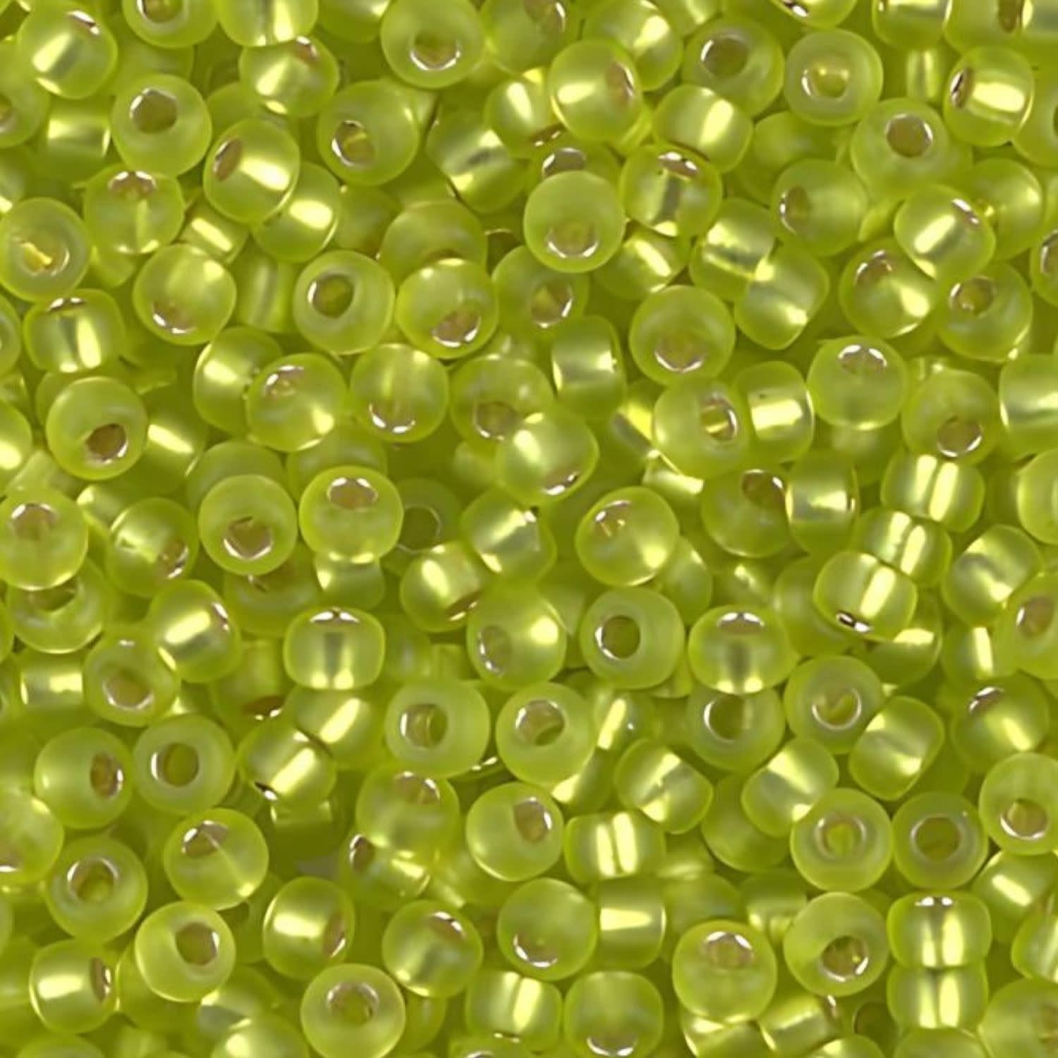 #11 Miyuki Seed Beads - Matte Silver Lined Chartreuse, 11-914F-TB, Approx 24 Grams, 1 five inch tube