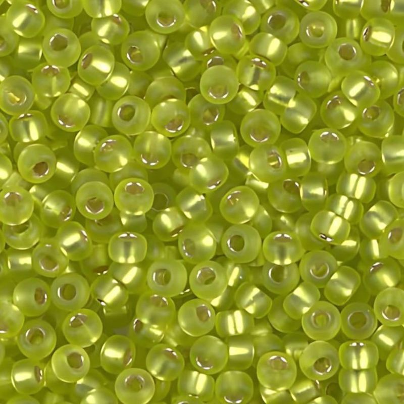 #11 Miyuki Seed Beads - Matte Silver Lined Chartreuse, 11-914F-TB, Approx 24 Grams, 1 five inch tube