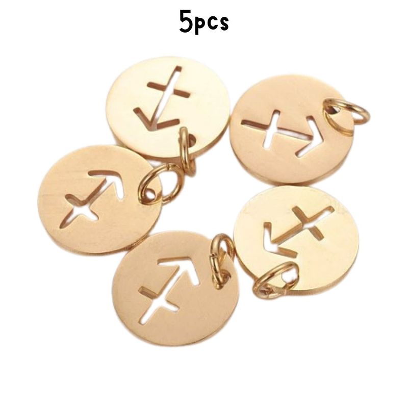 Gp Sagittarius Stainless Steel, 5pcs, 12x1mm, 5x0.8mm Jumprings, 2mm Hole, Zodiac Charms/Pendants, 5gms/0.18oz