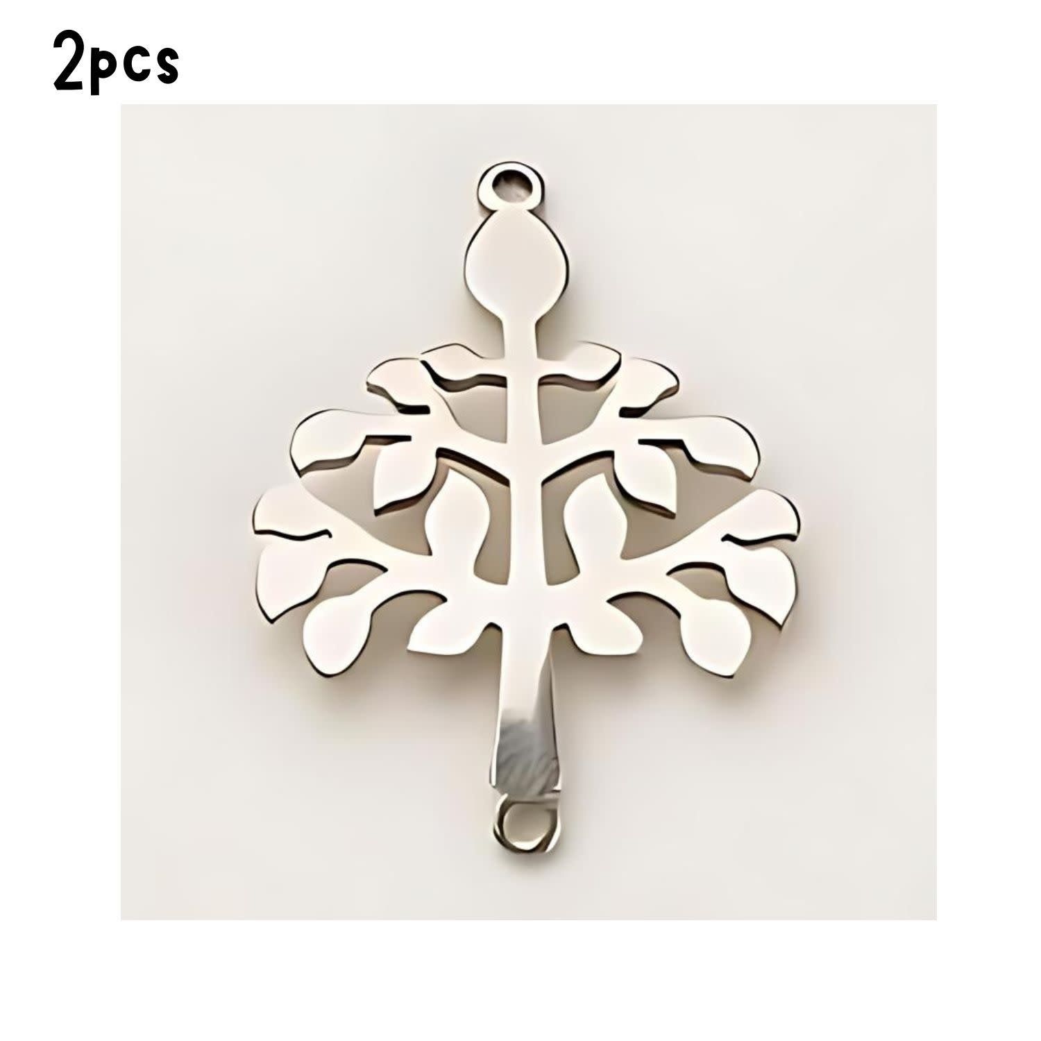 Stainless Steel Tree Of Life, 2Pcs, 30x21.5x1mm, w/1mm Hole, Connectors/Links, 11gms/0.39oz
