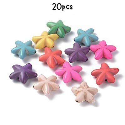 Starfish Beads, 20pcs, 20x7.5mm, Mixed Colors, Hole 1mm, Ocean Sea Synthetic/Acrylic, 2.01oz