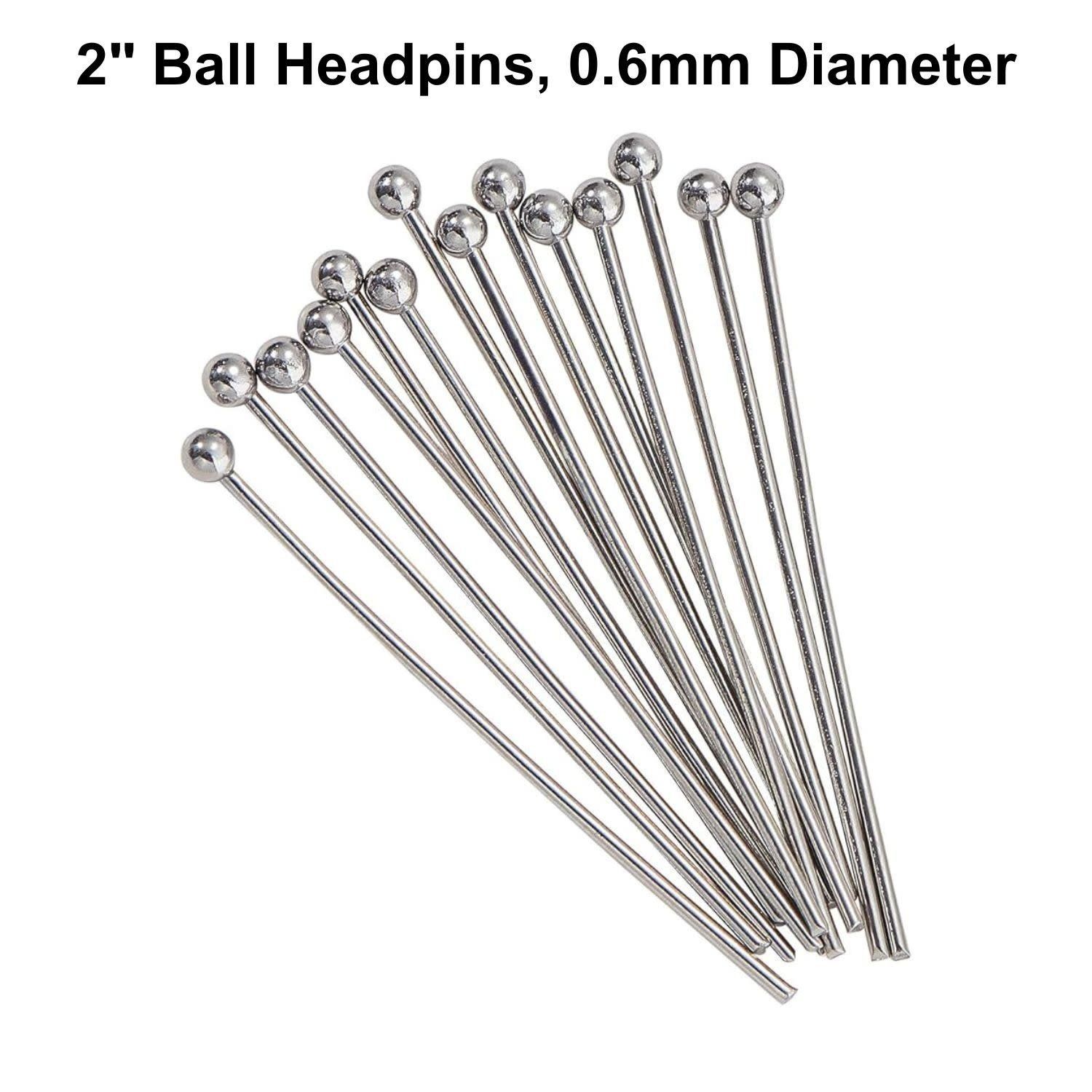 2&quot; Ball Stainless Steel Headpins, Approx 50pcs, 0.7mm/21 Guage, 10gms/0.35oz