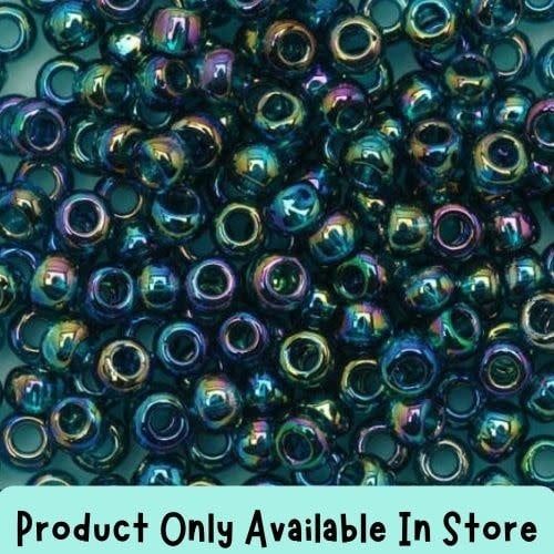 #8 Toho Seed Beads, Transparent Rainbow Teal, 3x3mm, 19 Grams/0.67oz, in store only
