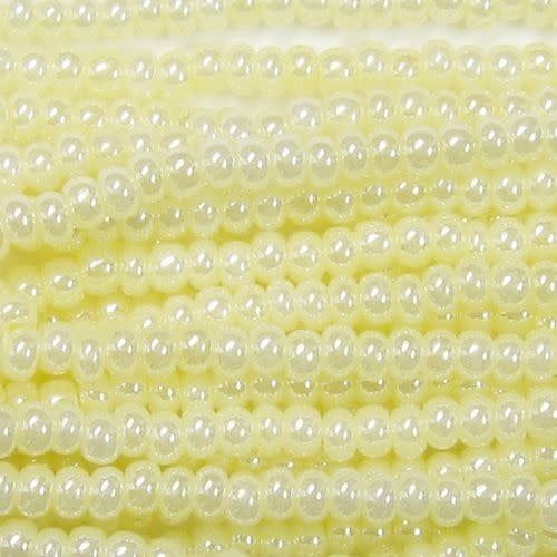 #8 Czech Seed Beads, Yellow Ceylon, 6 Strands, Approx 1330 beads, 3x2.5mm, 37gms/1.31oz