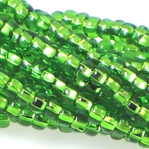 #6 Czech Seed Beads, Silver Lined Light Green, 6 Strands, Approx 1090 Beads, 4x3.5mm, 74gms/2.61oz