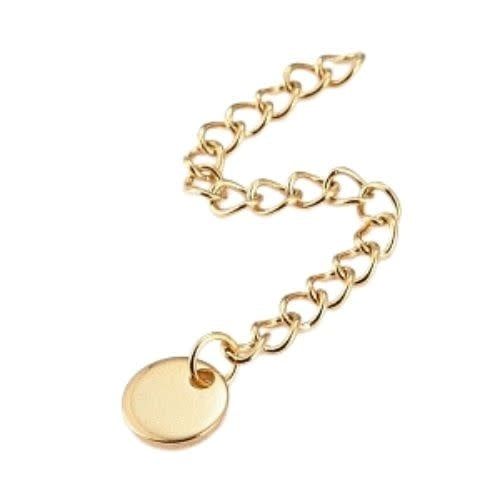 GP Stainless Steel Extension Chains, 5Pcs, 2.5&quot; Long, Chain Links 3.7x3x0.5mm, w/Disc Charms 7x1mm, 5gms/0.18oz
