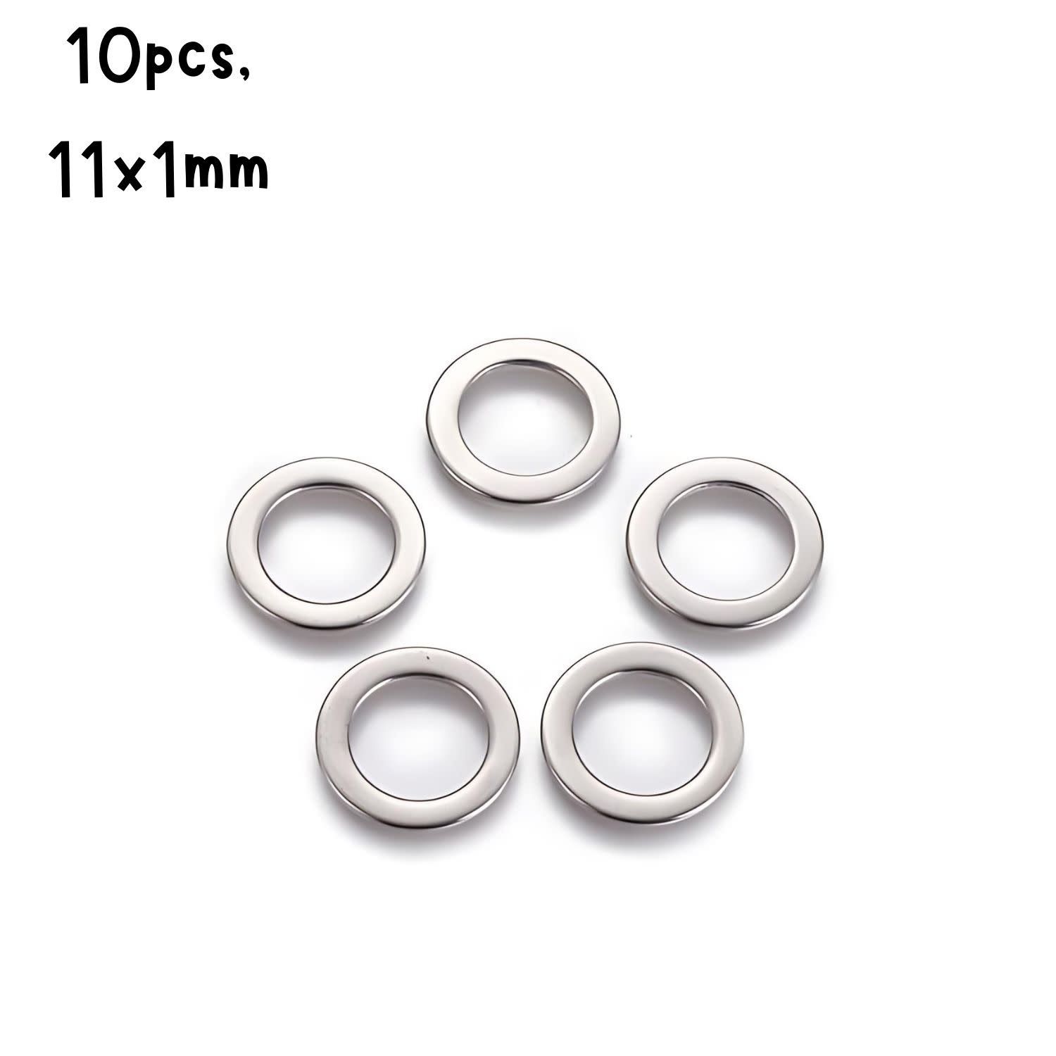 Stainless Steel Linking Rings Beads, 10pcs, 11x1mm, Hole 7mm, 11gms/0.39oz