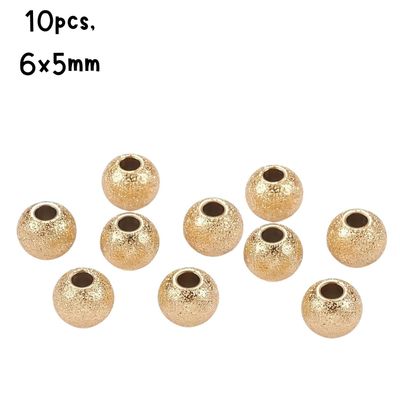 GP Stainless Steel Textured Round Beads, 10pcs, 6x5mm, Hole 2mm, 8gms/0.28oz