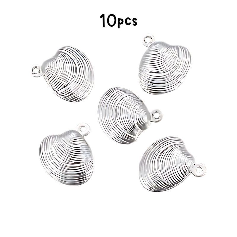Stainless Steel Scallop Shells, 10pcs, 14x13x4mm, Charms/Pendants, 8gms/0.28oz