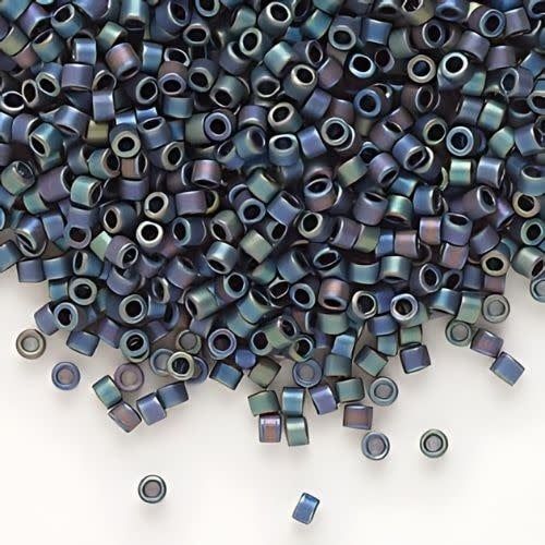 #11 Delica Seed Beads, Matte Opaque Grey Ab/Rainbow, DB871-TB, Approx 1440 Beads, 1 two inch tube, 7.2 grams