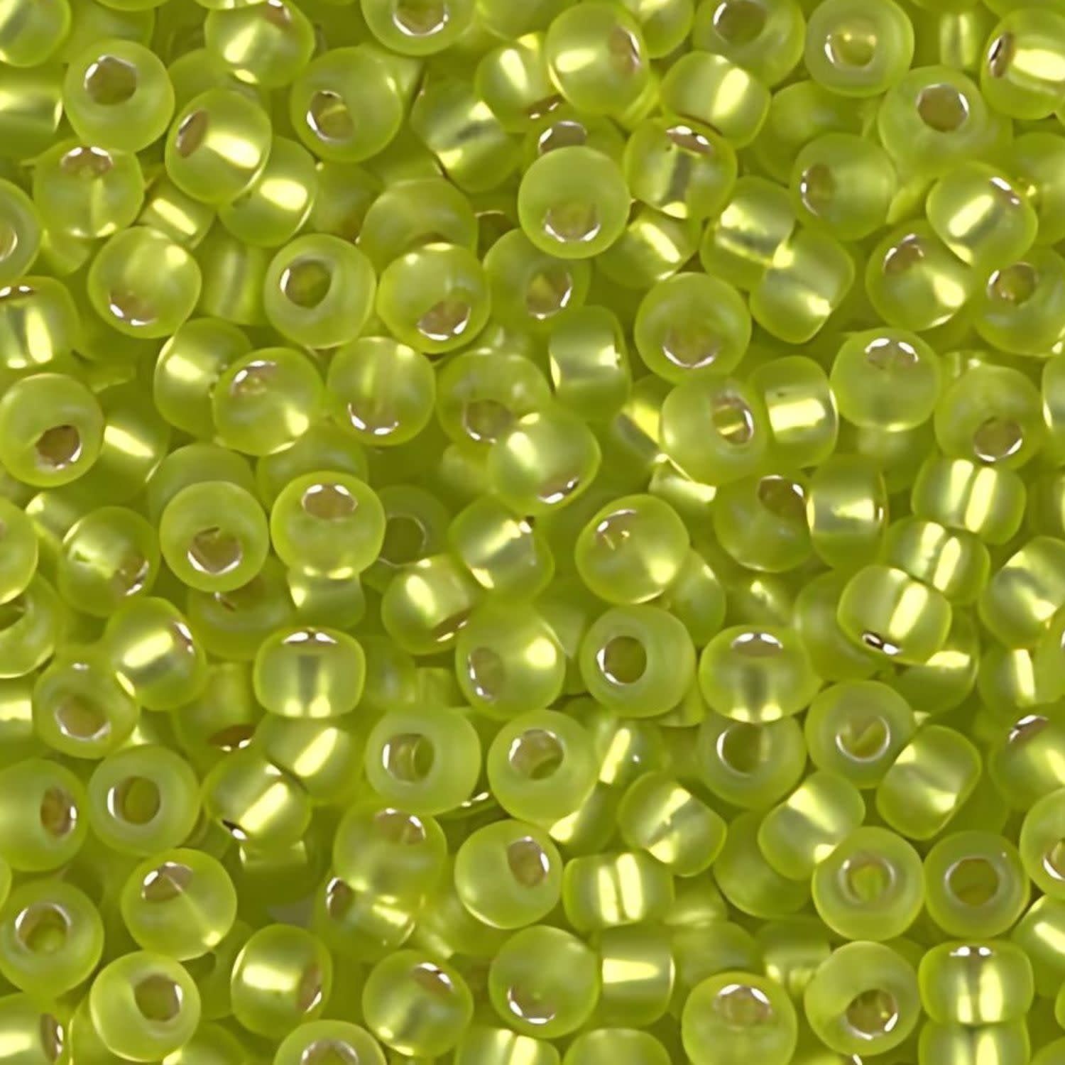 #8 Miyuki Seed Beads - Matte Silver Lined Chartreuse, 8-914F-TB, Approx 858 Beads/22 Grams, 1 five inch tube