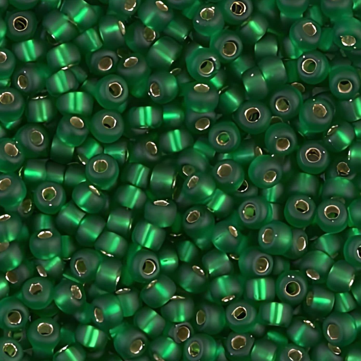 #8 Miyuki Seed Beads - Matte Silver Lined Green, 8-916F-TB, Approx 858 Beads/22 Grams, 1 five inch tube