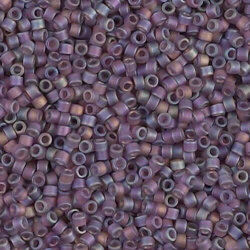 #11 Delica Seed Beads, Matte Transparent Mauve Ab/Rainbow, DB869-TB, Approx 1440 Beads, 1 two inch tube, 7.2 grams
