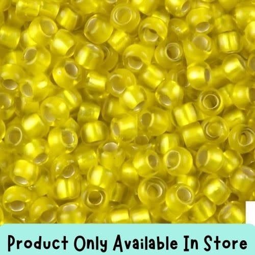 #11 Toho Seed Beads, Frosted Silver Lined Lemon Yellow,2x2mm, 19 Grams/0.67oz, in store only