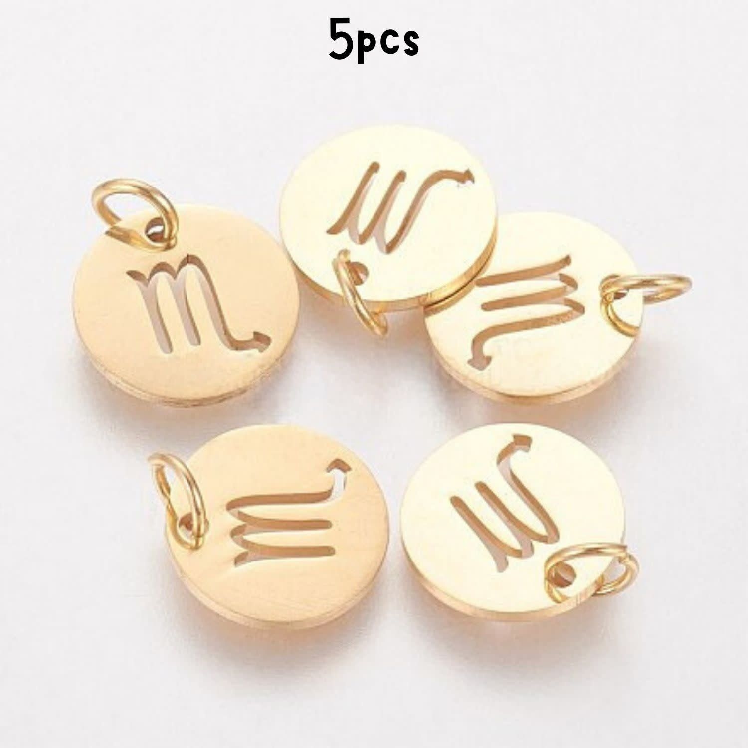 Gp Scorpio Stainless Steel, 5pcs, 12x1mm, 5x0.8mm Jumprings, 2mm Hole, Zodiac Charms/Pendants, 5gms/0.18oz