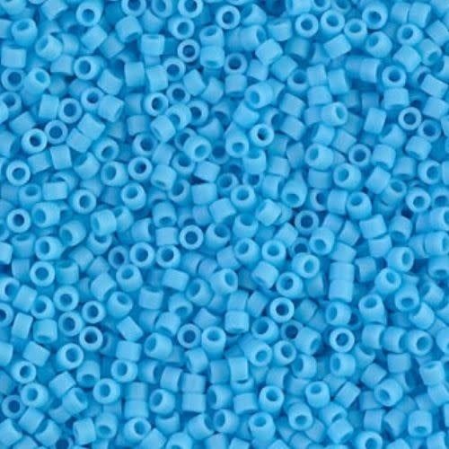 #11 Delica Seed Beads, Matte Opaque Light Blue Turquoise, DB755-TB, Approx 1440 Beads, 1 two inch tube, 7.2 grams