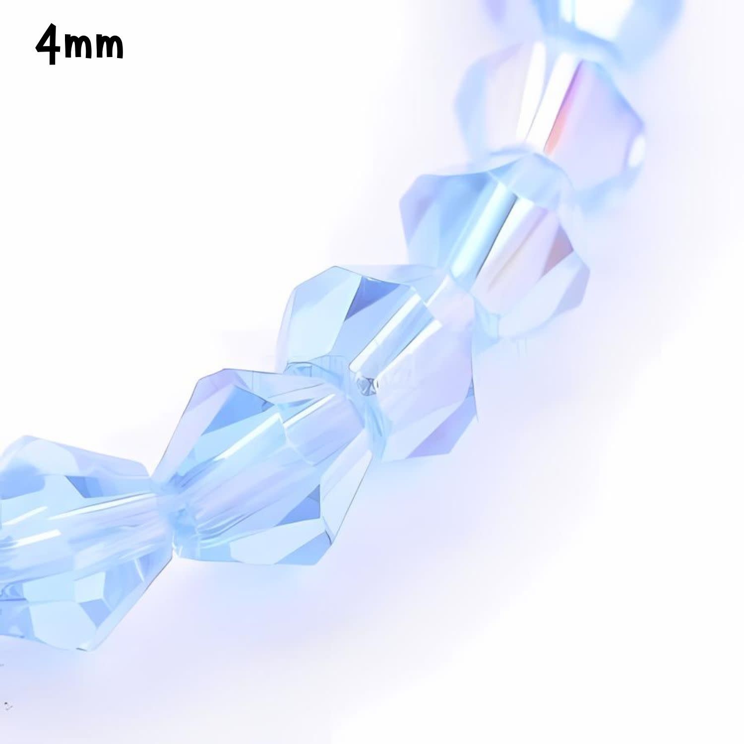 4mm Bicones, Light Blue Ab, Approx 140pcs, Hole 1mm, Glass Beads, 31gms/1.09oz