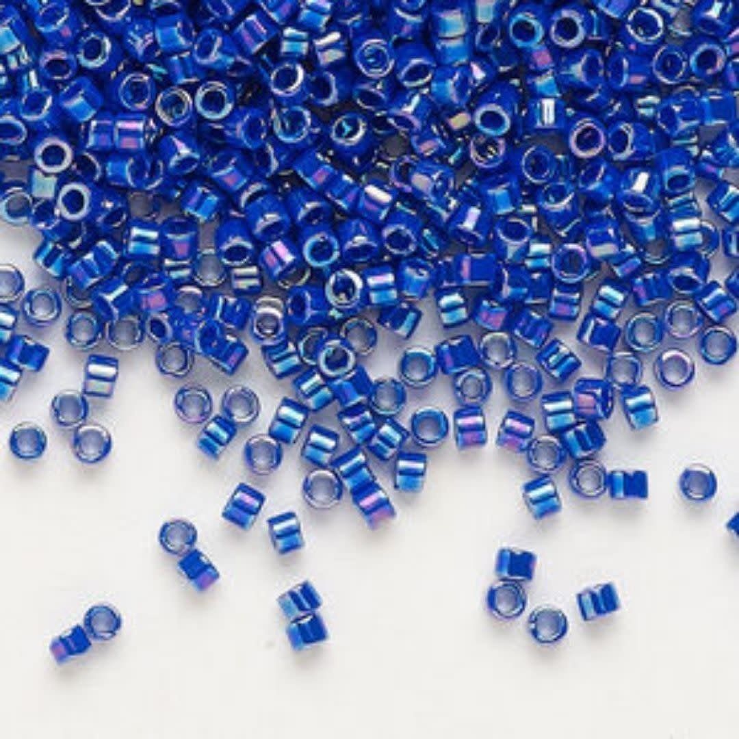 #11 Delica Seed Beads, Opaque Coblat Blue Ab/Rainbow, DB165-TB, Approx 1440 Beads, 1 two inch tube, 7.2 grams