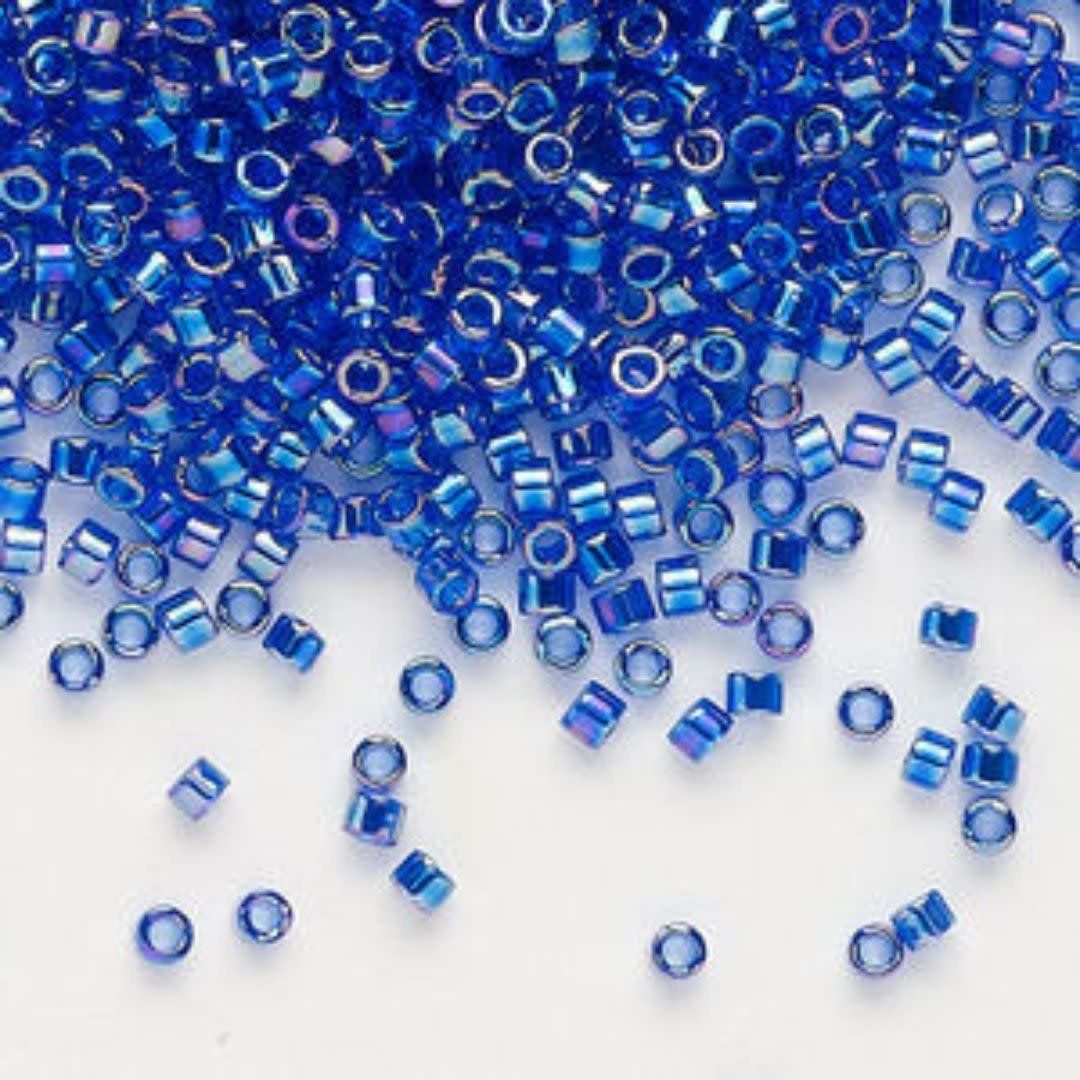 #11 Delica Seed Beads, Transparent Cobalt Blue Ab/Rainbow, DB178-TB, Approx 1440 Beads, 1 two inch tube, 7.2 grams