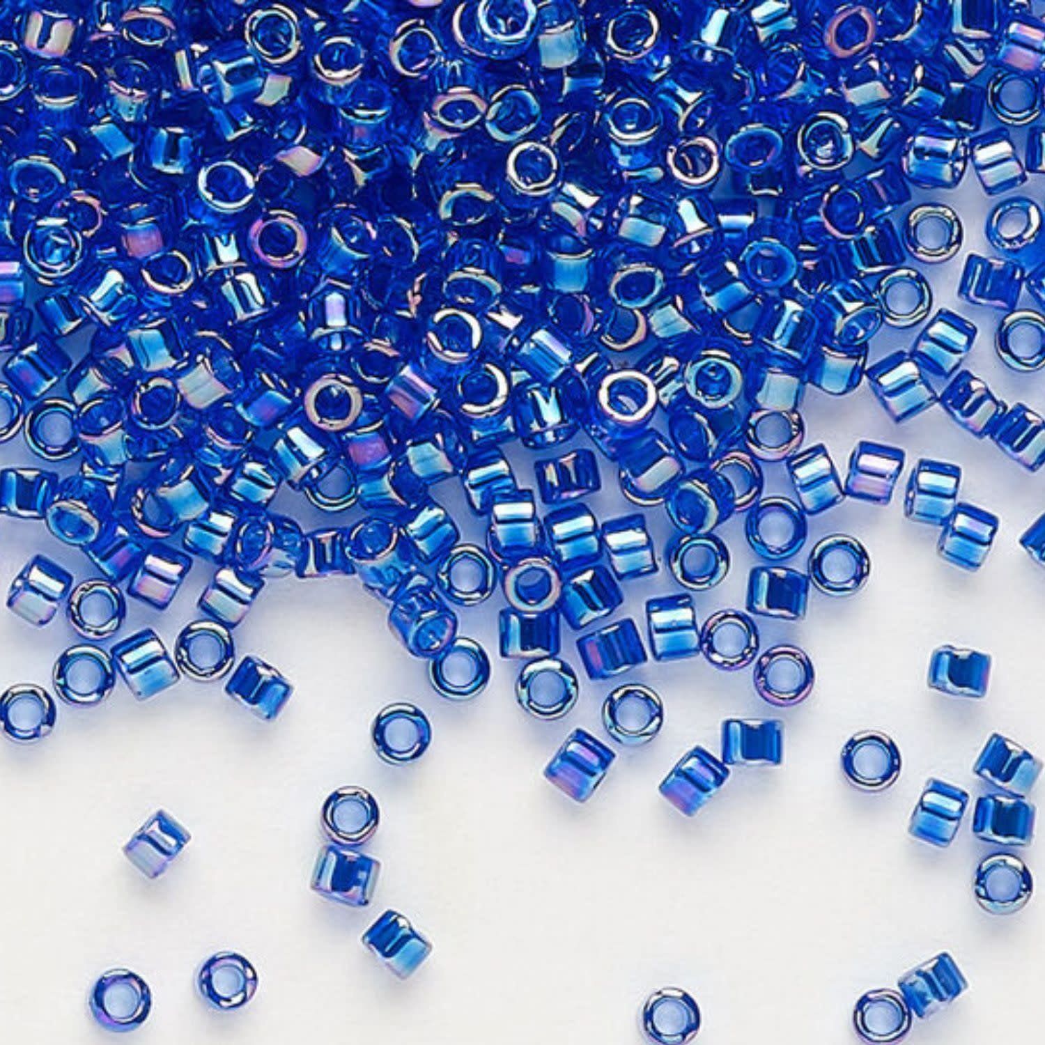 #11 Delica Seed Beads, Transparent Cobalt Blue Ab/Rainbow, DB178-TB, Approx 1440 Beads, 1 two inch tube, 7.2 grams