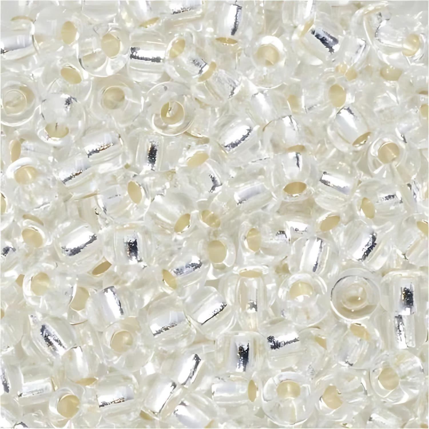 #8 Miyuki Seed Beads - Silver Lined Crystal, 8-91-TB, Approx 858 Beads/22 Grams, 1 five inch tube