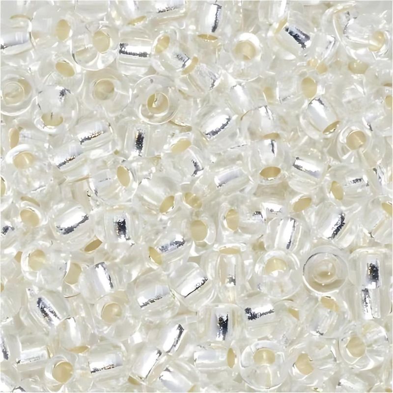 #8 Miyuki Seed Beads - Silver Lined Crystal, 8-91-TB, Approx 858 Beads/22 Grams, 1 five inch tube