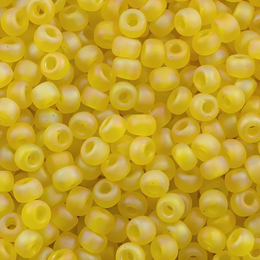 #8 Miyuki Seed Beads - Matte Transparent Yellow Rainbow/AB, 8-9136FR-TB, Approx 858 Beads/22 Grams, 1 five inch tube